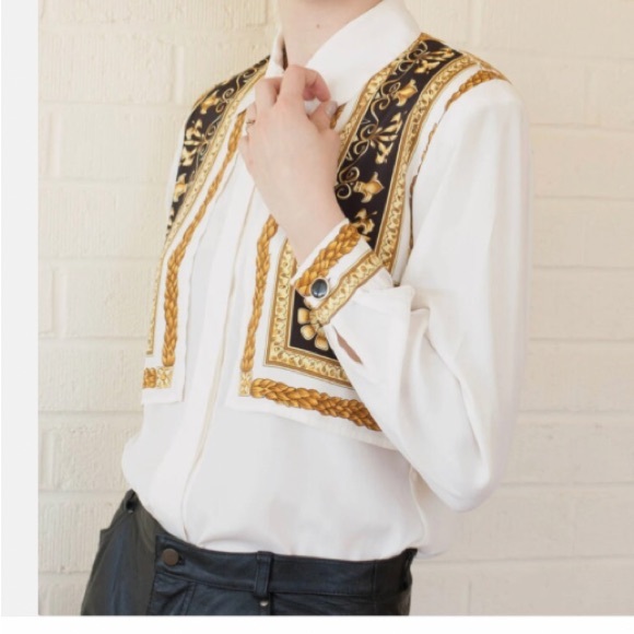 T5a- JORDAN White Boho Stripe Button Up Shirt - Picture 6 of 6